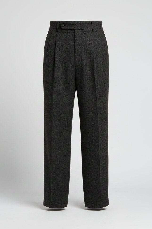 Pantalon Fluide Homme Gris Foncé Laine Plissé - vue 3