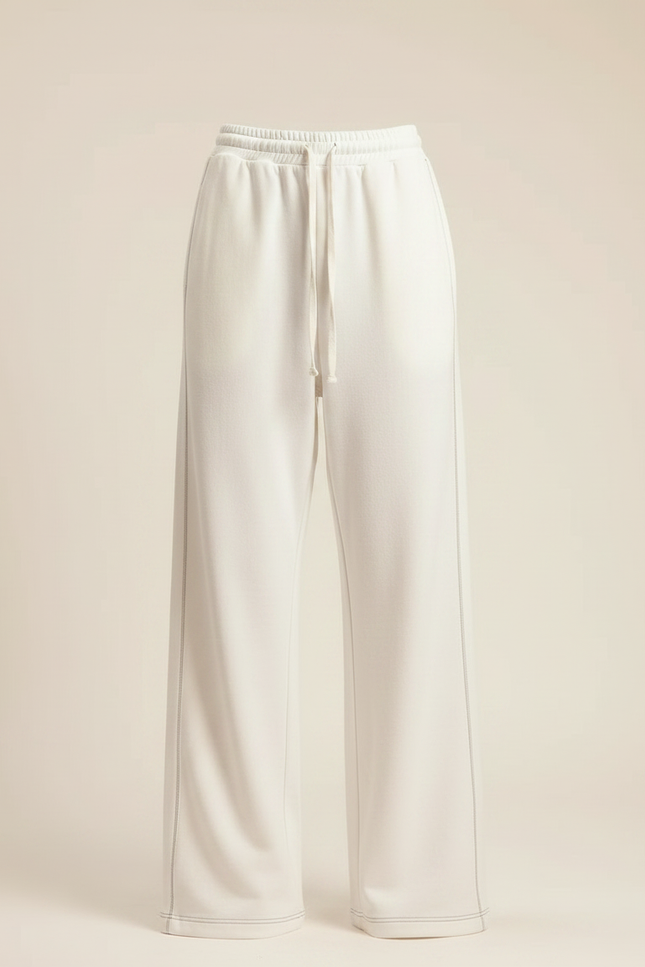 Pantalon Fluide Blanc Ample Décontracté Confortable Femme - Molleton - vue 3