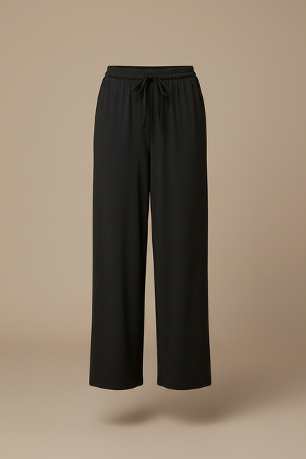 Pantalon Fluide Ample Cordon Doux Confortable - Noir Maille - vue 3