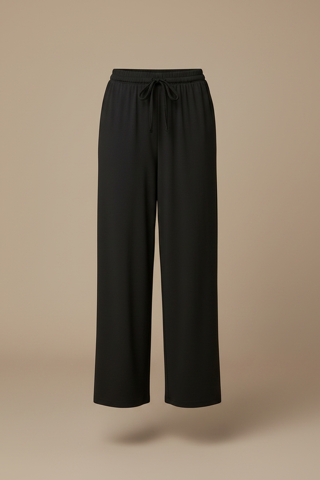 Pantalon Fluide Ample Cordon Doux Confortable - Noir Maille - vue 3