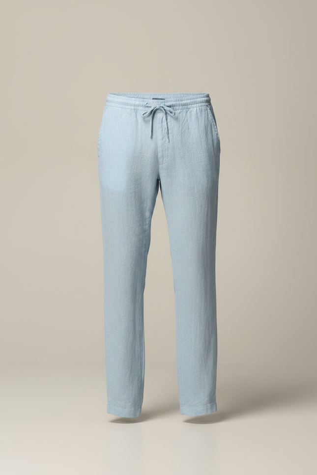 Pantalon Fluide Bleu Ciel - Lin - vue 3