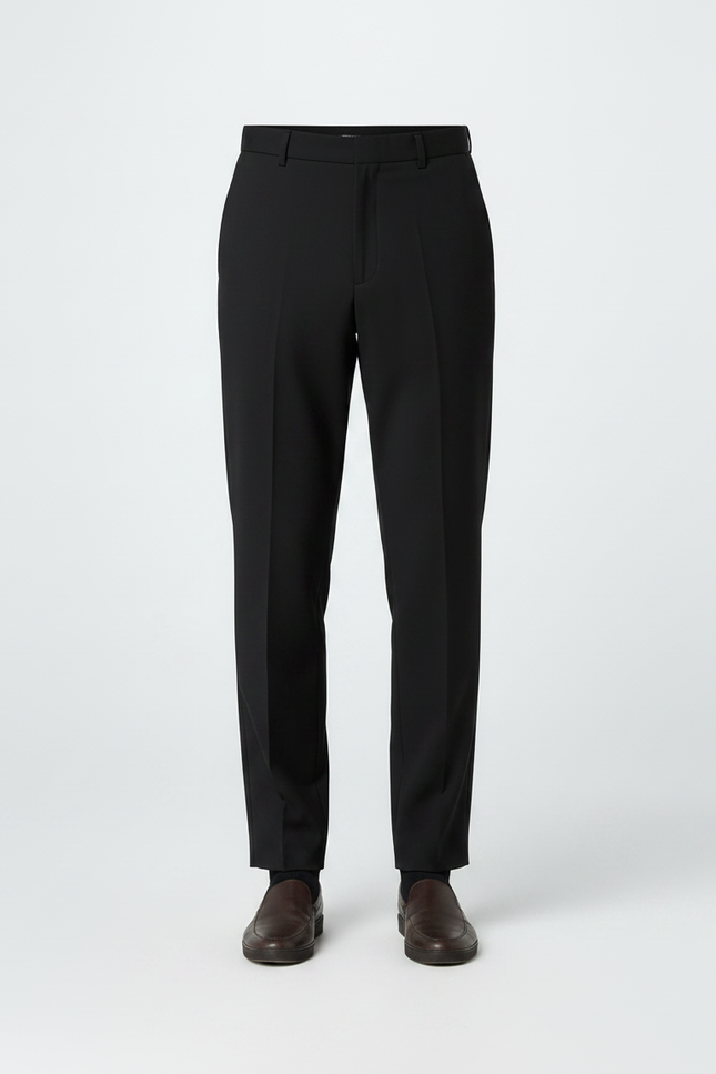 Pantalon Fluide Noir Droit Élégant Homme - Polyester - vue 3