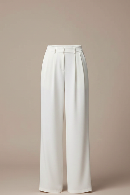 Pantalon Fluide Femme Blanc Palazzo Polyester - vue 3