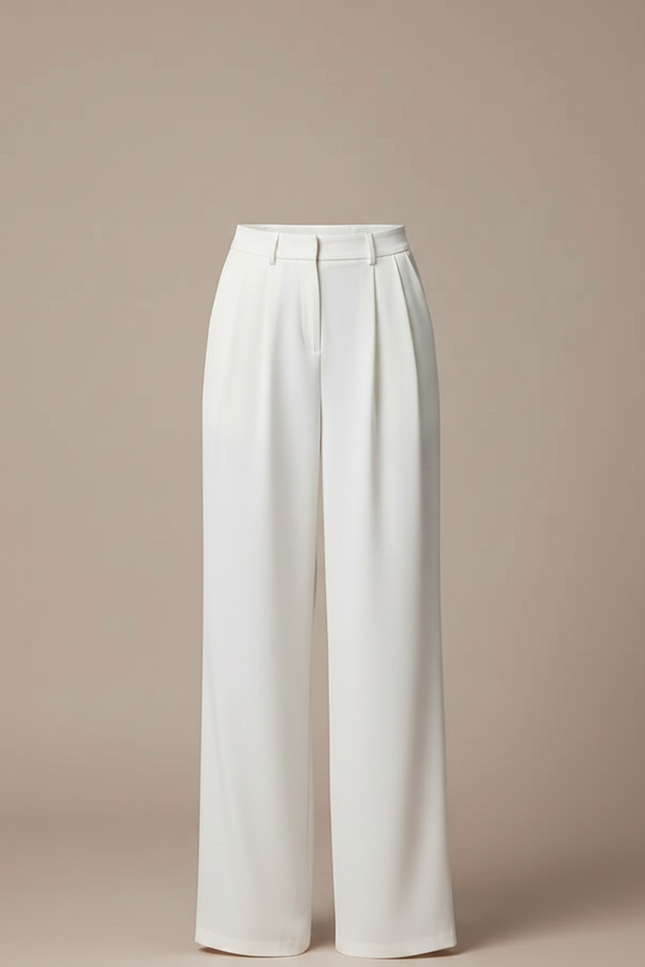 Pantalon Fluide Femme Blanc Palazzo Polyester - vue 3