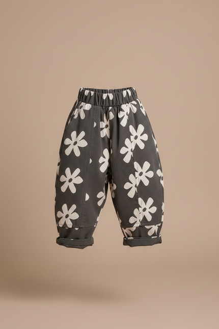 Pantalon Fluide Noir A Fleur - Coton - vue 3