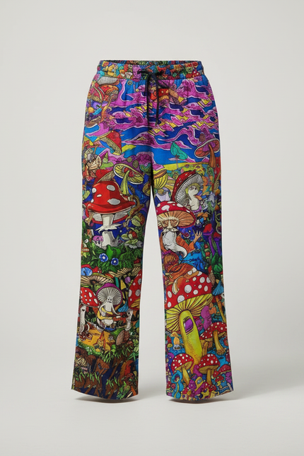 Pantalon Fluide Ample Imprimé Champignons Coloré Homme - Multicolore Viscose - vue 3