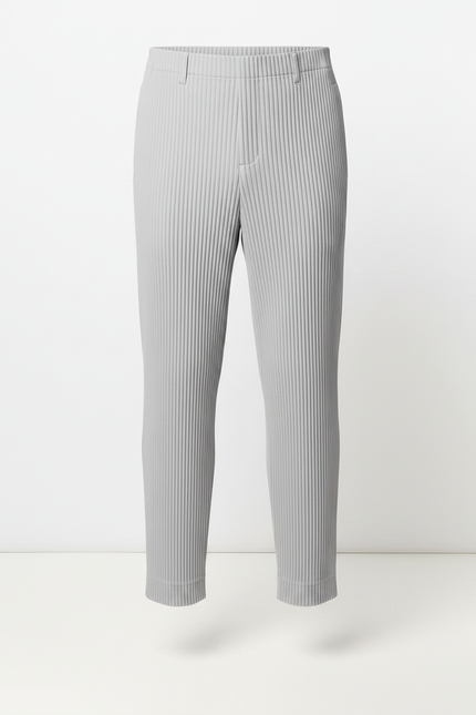 Pantalon Fluide Gris Plissé Droit Décontracté Homme - Polyester - vue 3