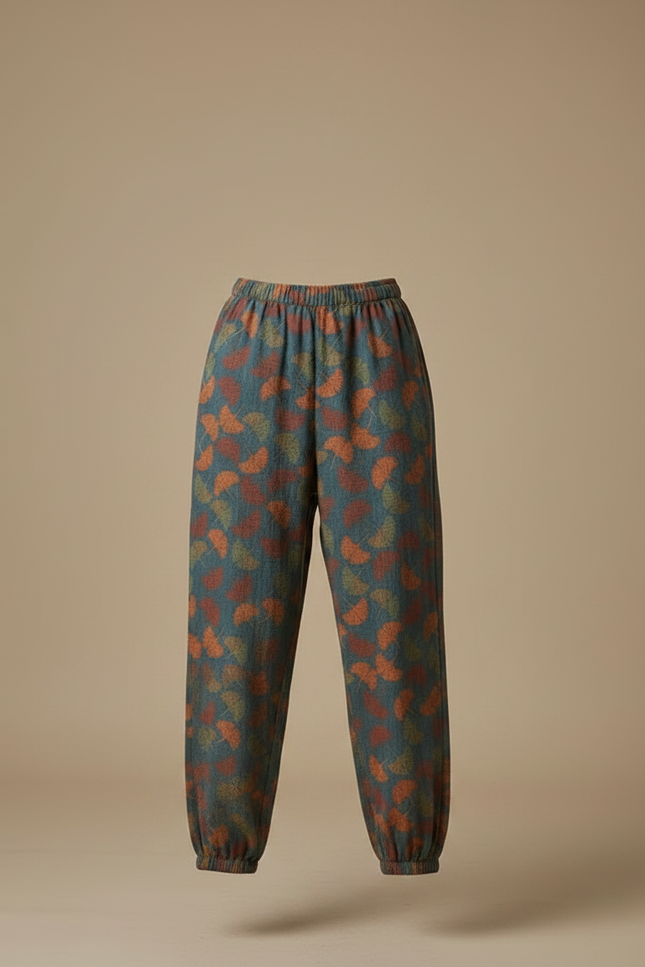 Pantalon Fluide Imprimé Feuille Ample Confortable Femme - Viscose - vue 3
