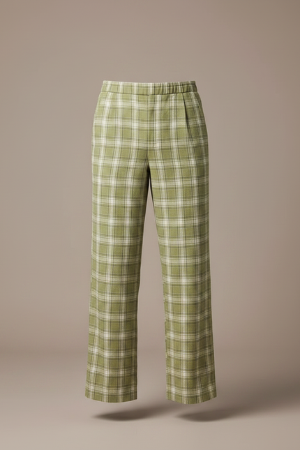 Pantalon Fluide Vert Carreaux Ample Décontracté Homme - Viscose - vue 3