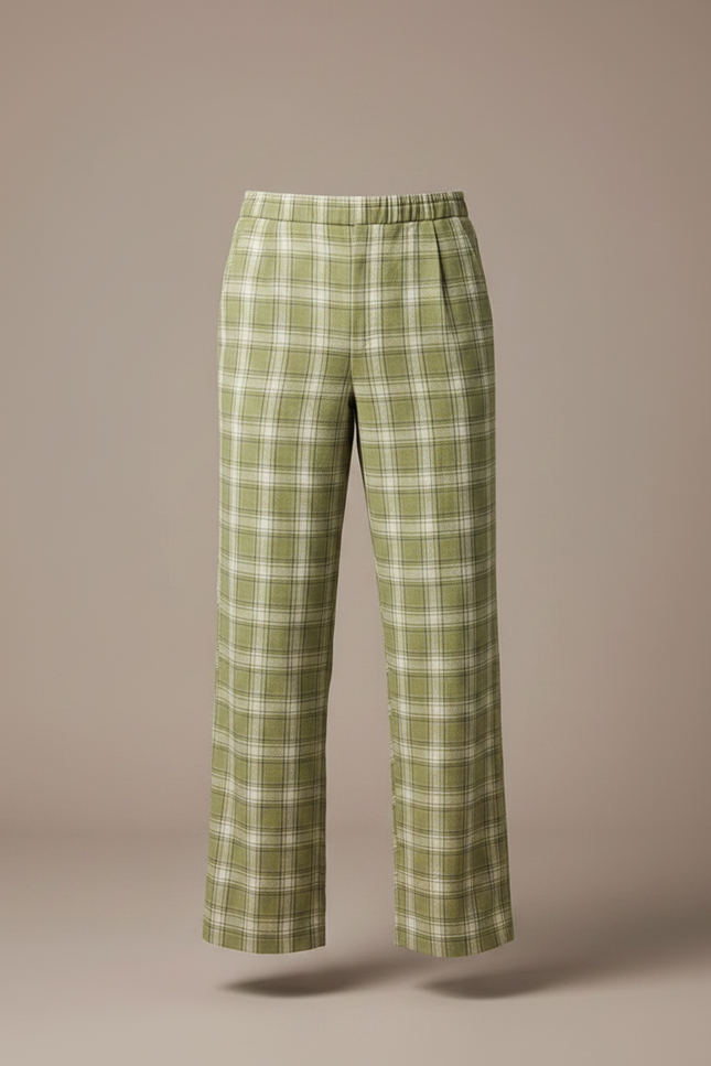 Pantalon Fluide Vert Carreaux Ample Décontracté Homme - Viscose - vue 3