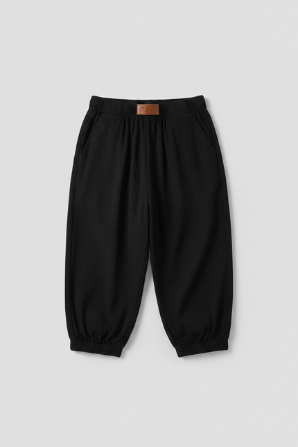 Pantalon Fluide Bebe Garcon - Noir Cordé - vue 2