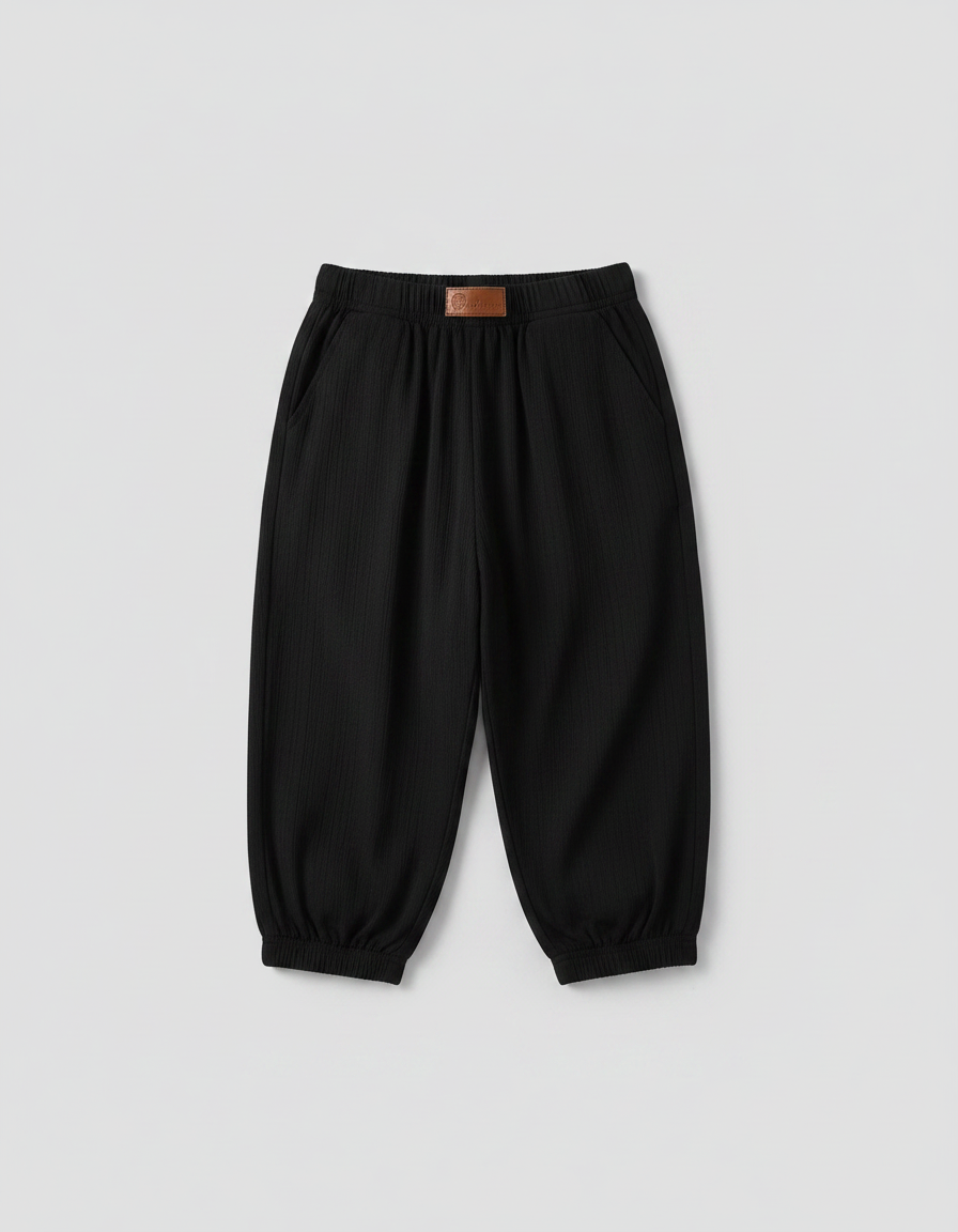 Pantalon Fluide Bebe Garcon - Noir Cordé - vue 2