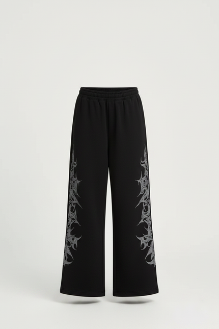 Pantalon Fluide Noir Ample Imprimé Tribal Décontracté Fille - Molleton - vue 3