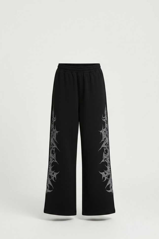 Pantalon Fluide Noir Ample Imprimé Tribal Décontracté Fille - Molleton - vue 3