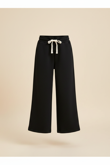 Pantalon Fluide Fille Noir Palazzo Coton - Molleton - vue 3