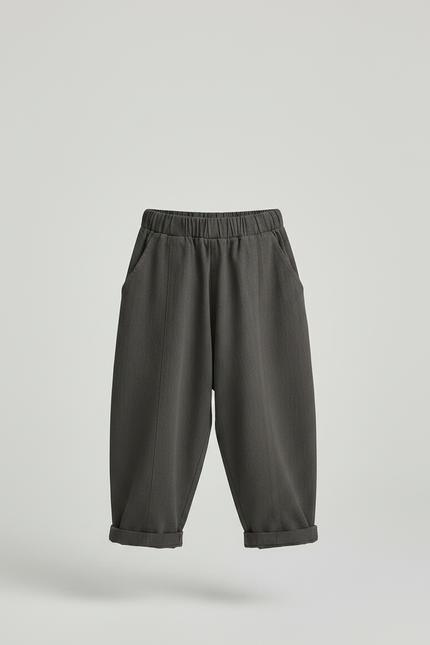 Pantalon Fluide Gris Ample Coton Enfant Décontracté - vue 3