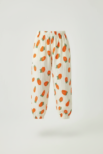 Pantalon Fluide Écru Carottes Rayures Coton Ample Enfant - Imprimé - vue 3