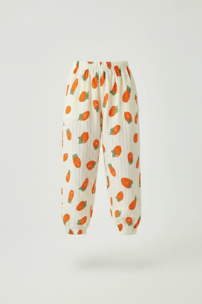 Pantalon Fluide Écru Carottes Rayures Coton Ample Enfant - Imprimé - vue 3