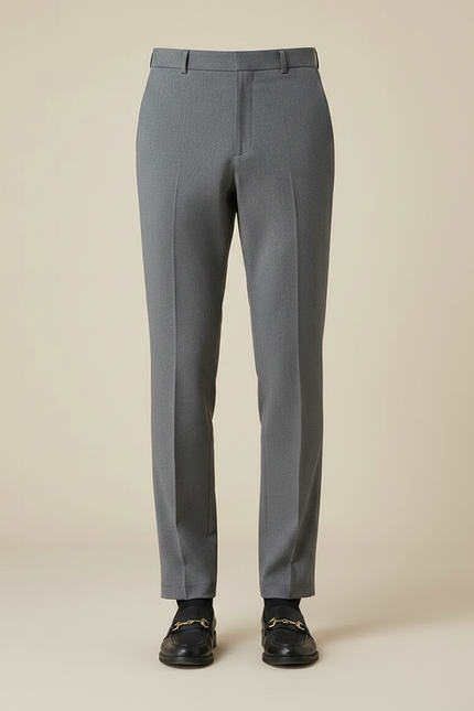 Pantalon Fluide Gris Homme Élégant Droit Décontracté - Gabardine - vue 3