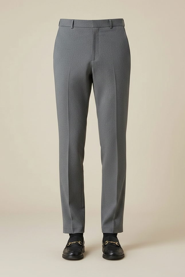 Pantalon Fluide Gris Homme Élégant Droit Décontracté - Gabardine - vue 3