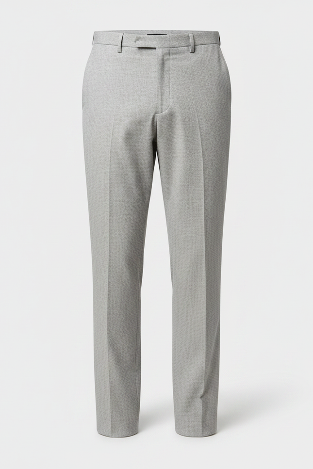 Pantalon Fluide Gris Clair Droit Élégant Business Homme - Laine - vue 3