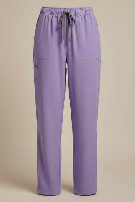 Pantalon Fluide Lilas Ample Cordon Cargo Femme - Violet Viscose - vue 3