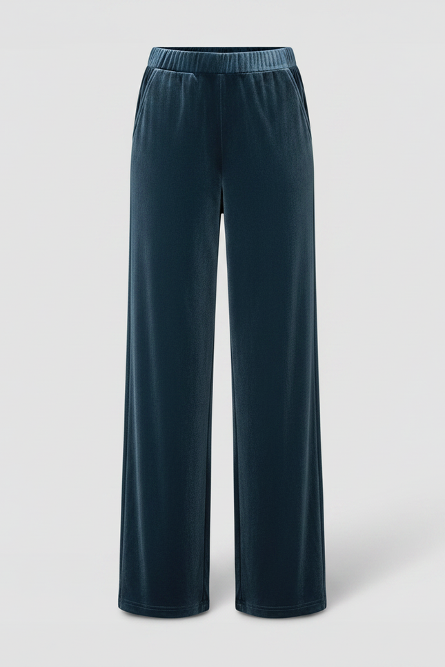 Pantalon Fluide Velours Bleu Ample Décontracté Femme - vue 3