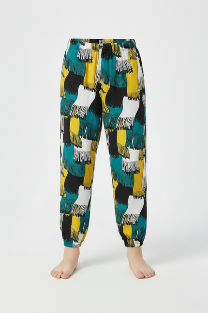 Pantalon Fluide Imprimé Abstrait Coloré Ample Enfant - Multicolore Viscose - vue 3