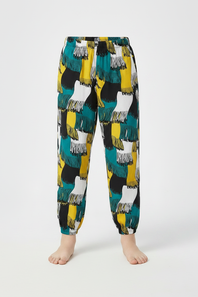 Pantalon Fluide Imprimé Abstrait Coloré Ample Enfant - Multicolore Viscose - vue 3