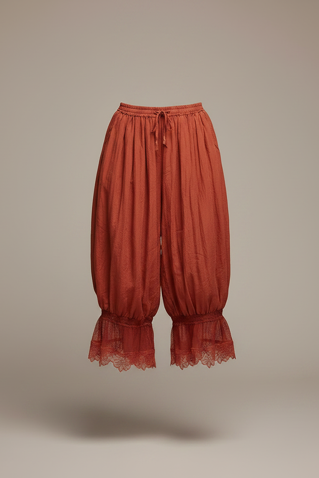 Pantalon Fluide Écru Ample Dentelle Bohème Femme - Orange Lin - vue 3