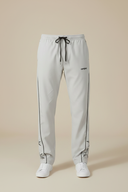 Pantalon Fluide Gris Étoiles Brodées Sport Décontracté Homme - Polyester - vue 3