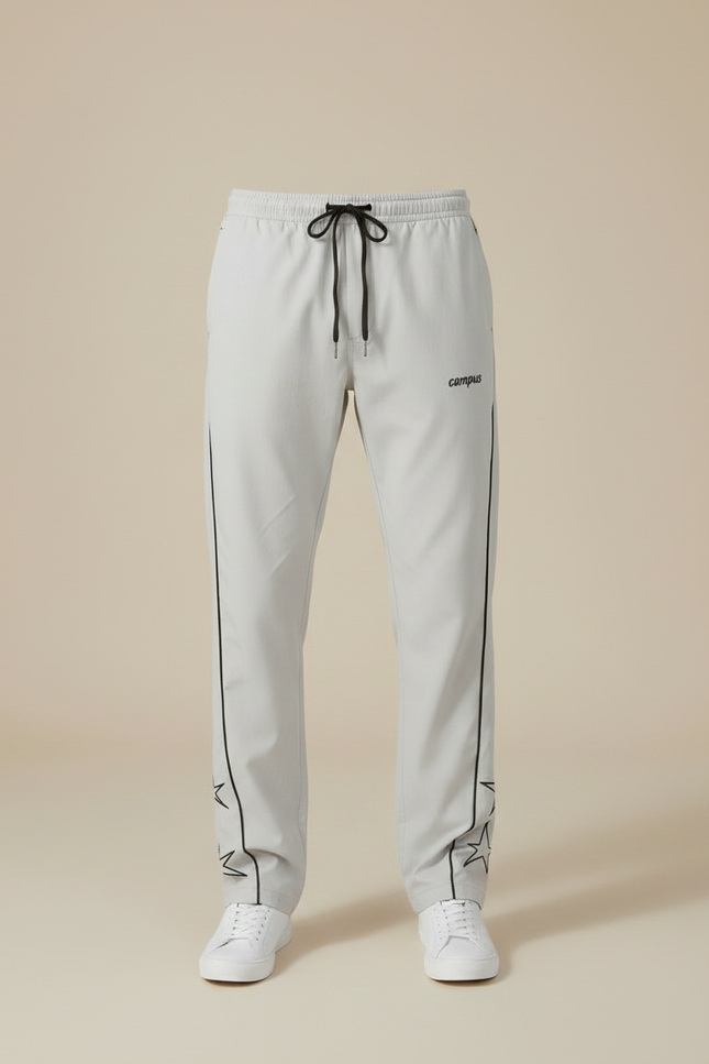 Pantalon Fluide Gris Étoiles Brodées Sport Décontracté Homme - Polyester - vue 3