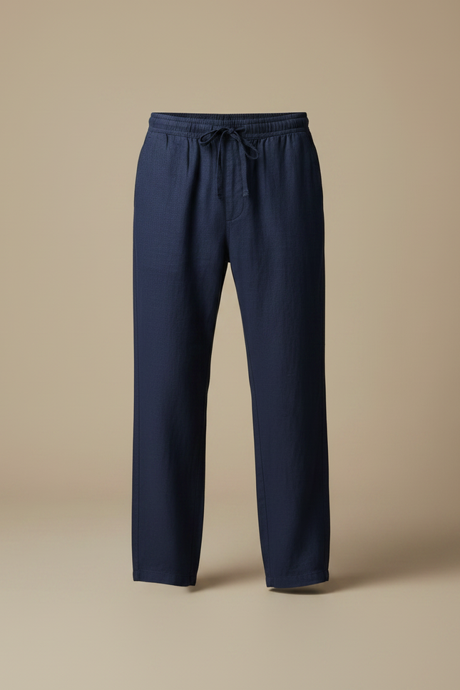 Pantalon Fluide Homme Bleu Marine Lin Ample Décontracté - vue 3