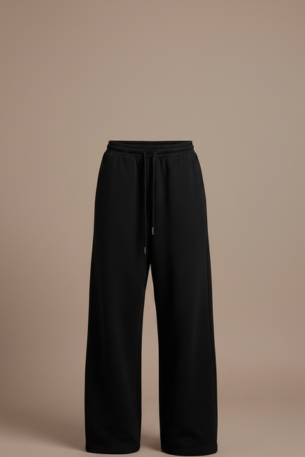 Pantalon Fluide Noir Ample Décontracté Oversize Sport Femme - Molleton - vue 3
