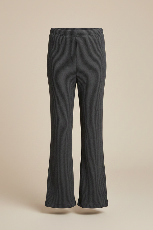 Pantalon Fluide Gris Côtelé Ample Décontracté Enfant - Maille - vue 3