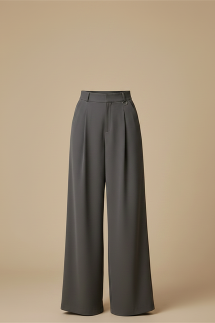 Pantalon Fluide Gris Ample Élégant Plissé Femme - Polyester - vue 3
