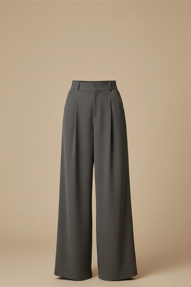 Pantalon Fluide Gris Ample Élégant Plissé Femme - Polyester - vue 3