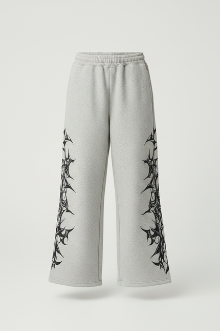 Pantalon Fluide Gris Ample Imprimé Tribal Décontracté Fille - Molleton - vue 3