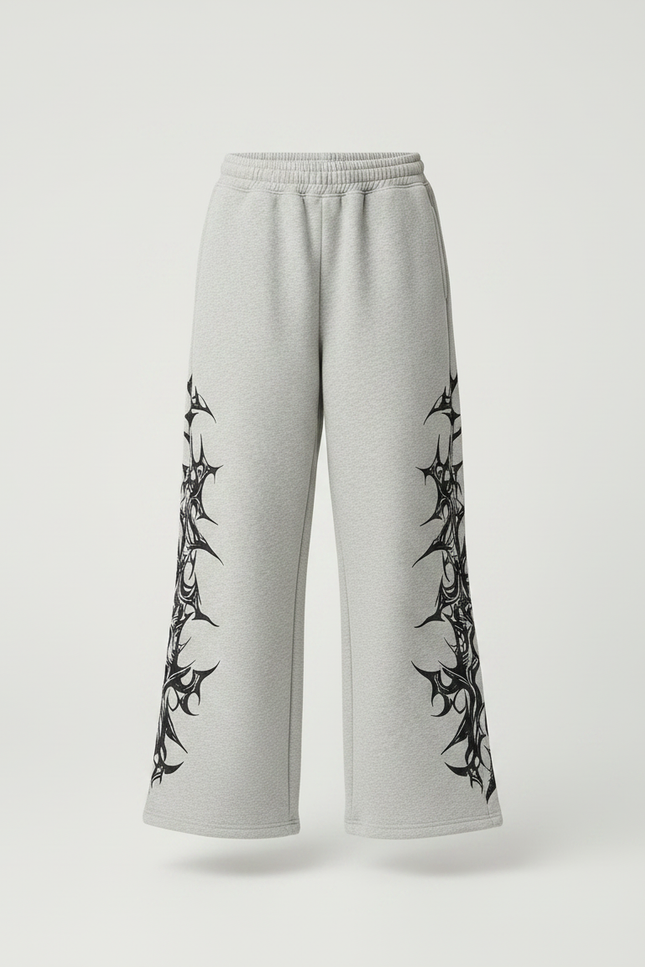 Pantalon Fluide Gris Ample Imprimé Tribal Décontracté Fille - Molleton - vue 3