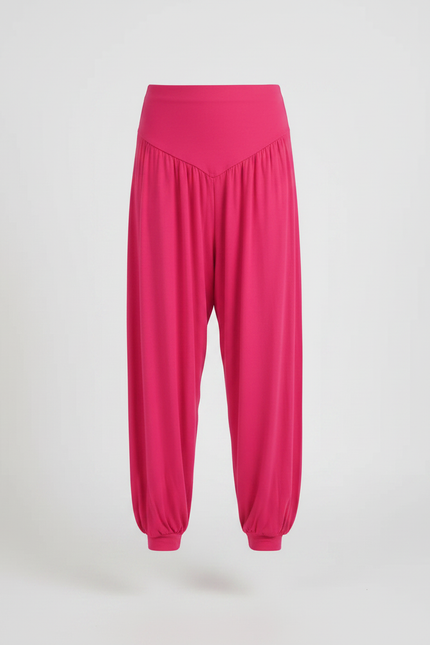 Pantalon Fluide Fuschia Ample Harem Yoga Fille - Rose Viscose - vue 3