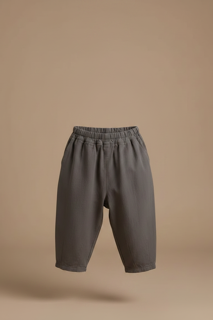 Pantalon Fluide Gris Ample Coton Décontracté Enfant - vue 3