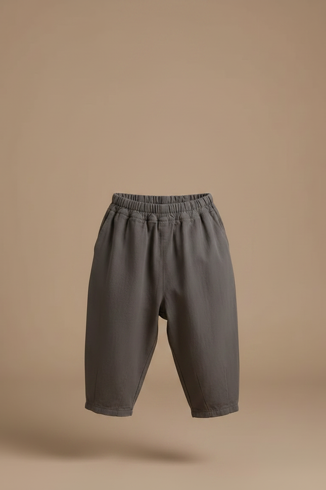 Pantalon Fluide Gris Ample Coton Décontracté Enfant - vue 3