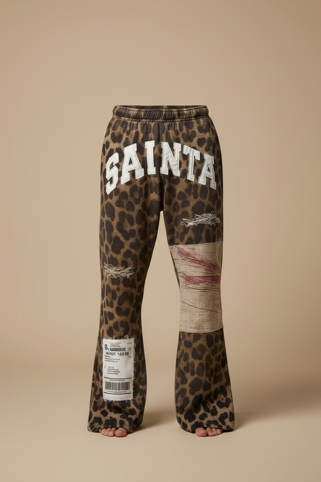 Pantalon Fluide Léopard Ample Rétro Déchiré Homme - Imprimé Molleton - vue 3