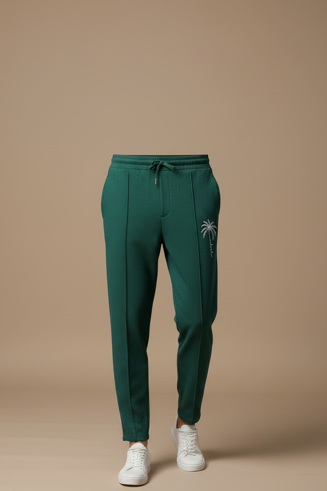 Pantalon Fluide Vert Motif Palmier Décontracté Homme - Maille - vue 3
