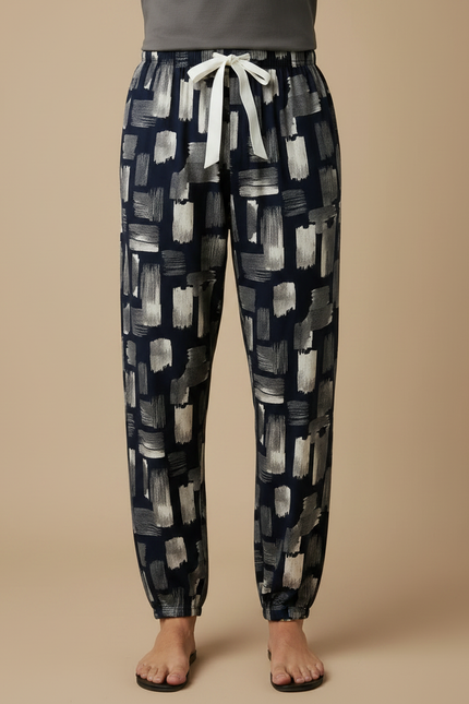 Pantalon Fluide Imprimé Abstrait Ample Viscose Homme - Multicolore - vue 3