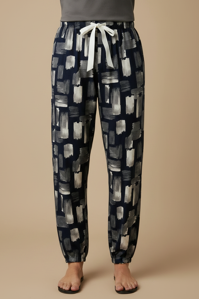 Pantalon Fluide Imprimé Abstrait Ample Viscose Homme - Multicolore - vue 3