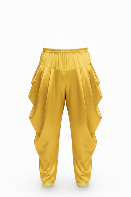 Pantalon Fluide Jaune Satin Ample Drapé Homme - vue 3