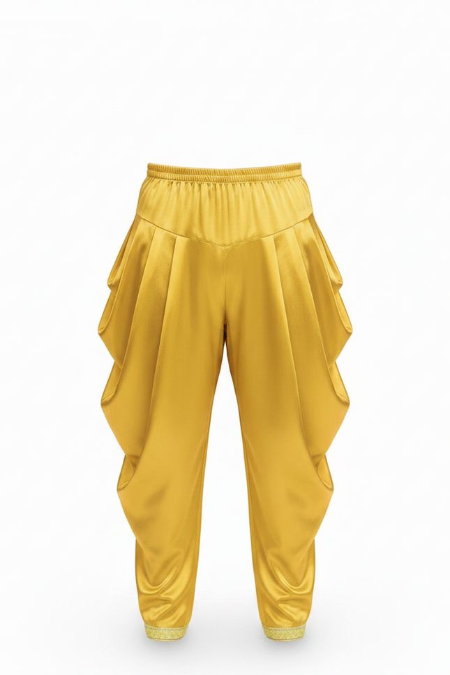 Pantalon Fluide Jaune Satin Ample Drapé Homme - vue 3