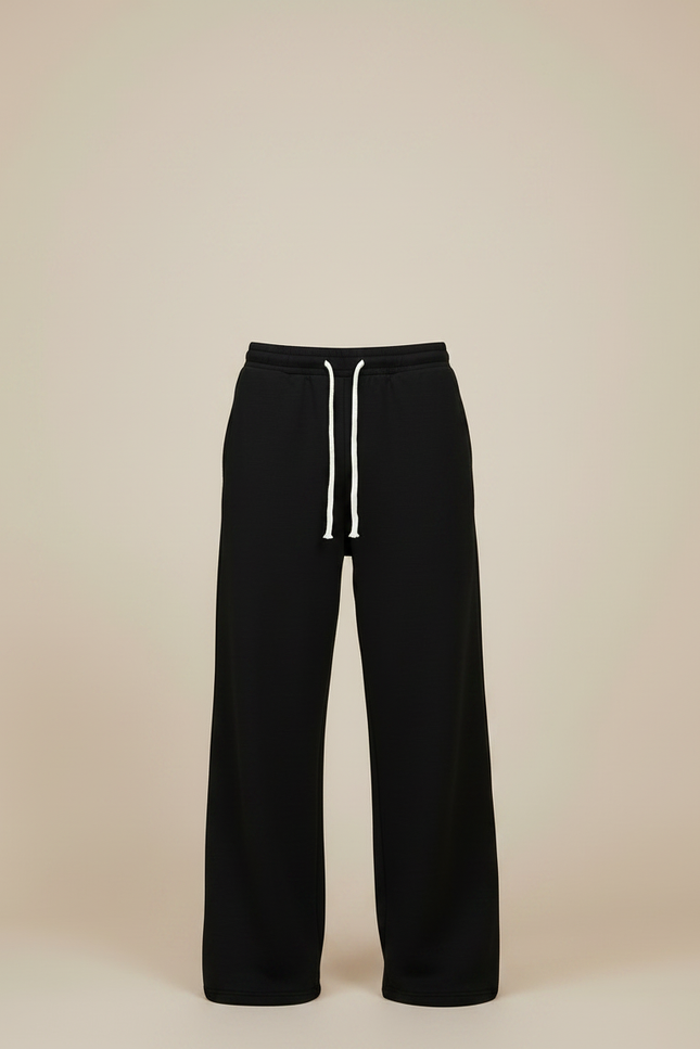 Pantalon Fluide Noir Ample Décontracté Confortable Cordon - Molleton - vue 3