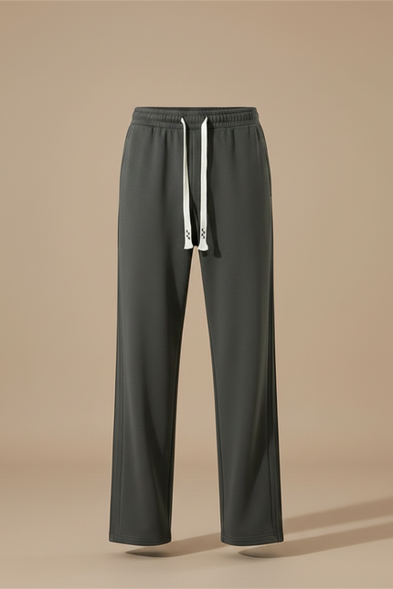 Pantalon Fluide Gris Foncé Coton Ample Droit Homme - Kaki Viscose - vue 3